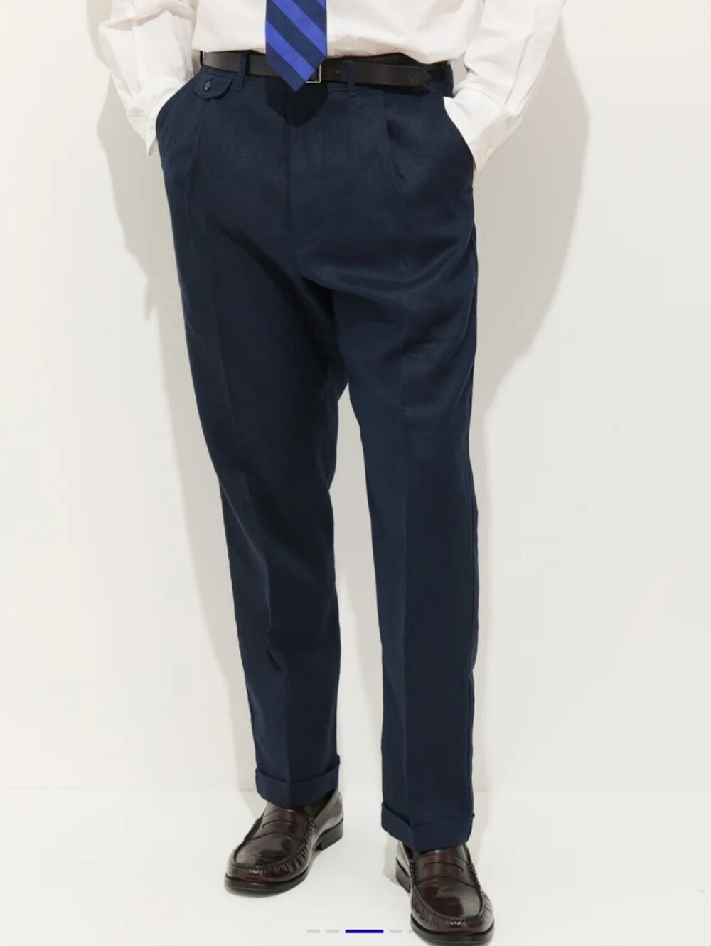 Alex Mill Linen 100% Navy Blue Standard Pleated 100% Linen Pants Men's Size 31